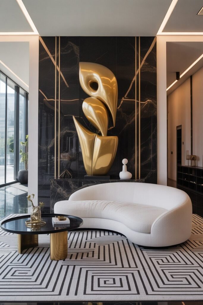 modern white gold living room