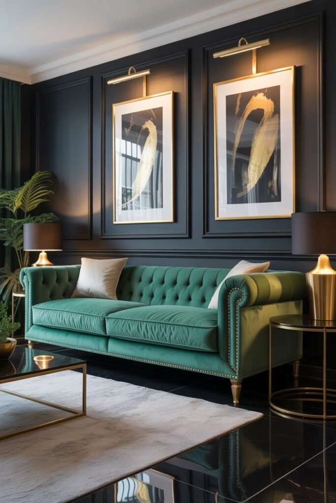 emerald black modern living room