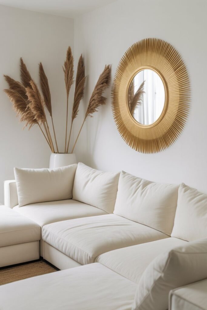 white gold living room