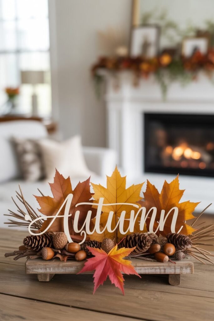 calligraphy leaf centerpiece