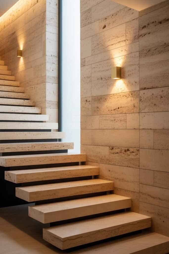  travertine stone staircase