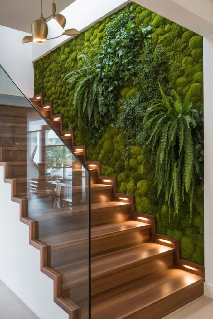 wood glass staircase interior
