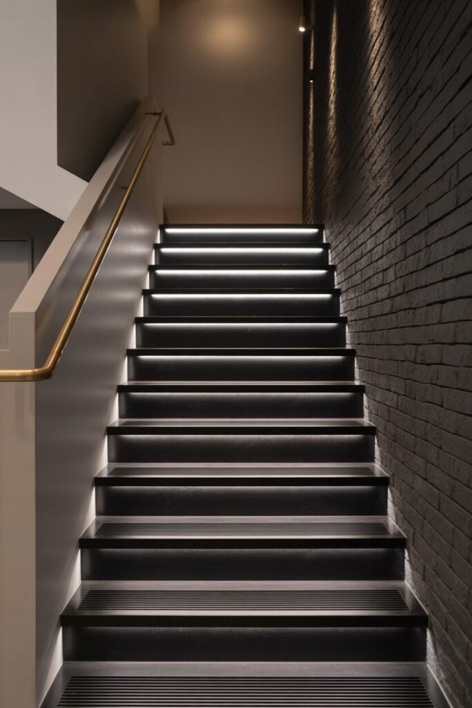 dark modern staircase design