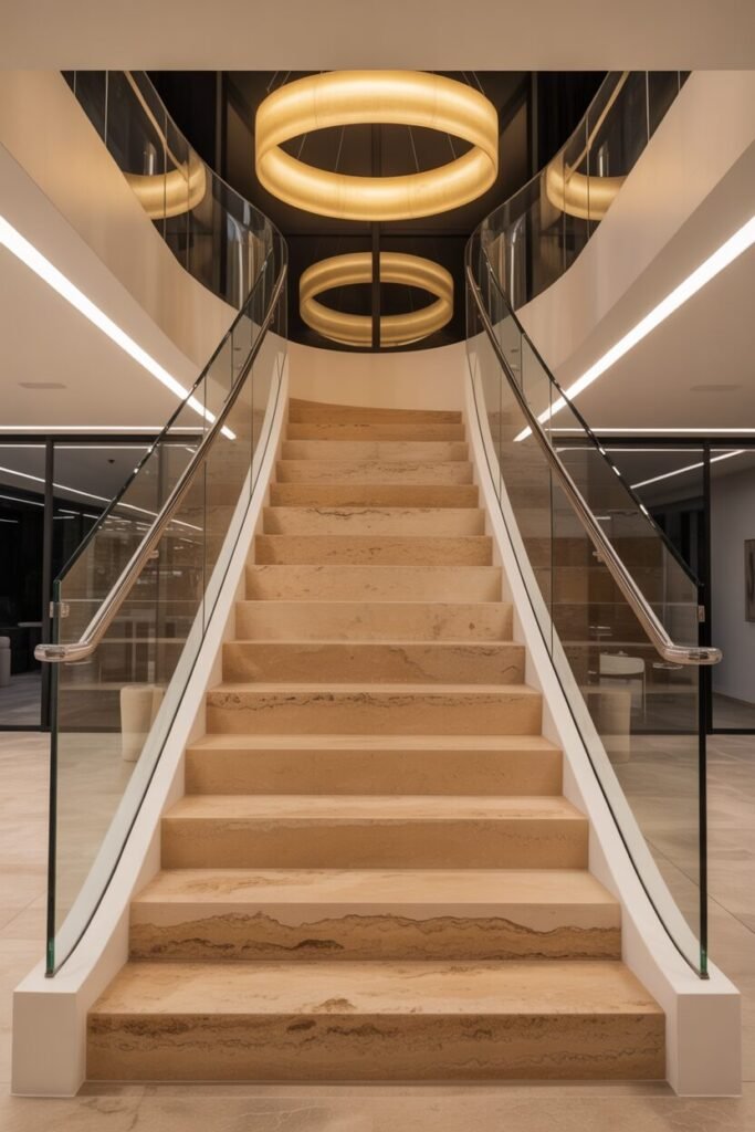  travertine glass modern staircase