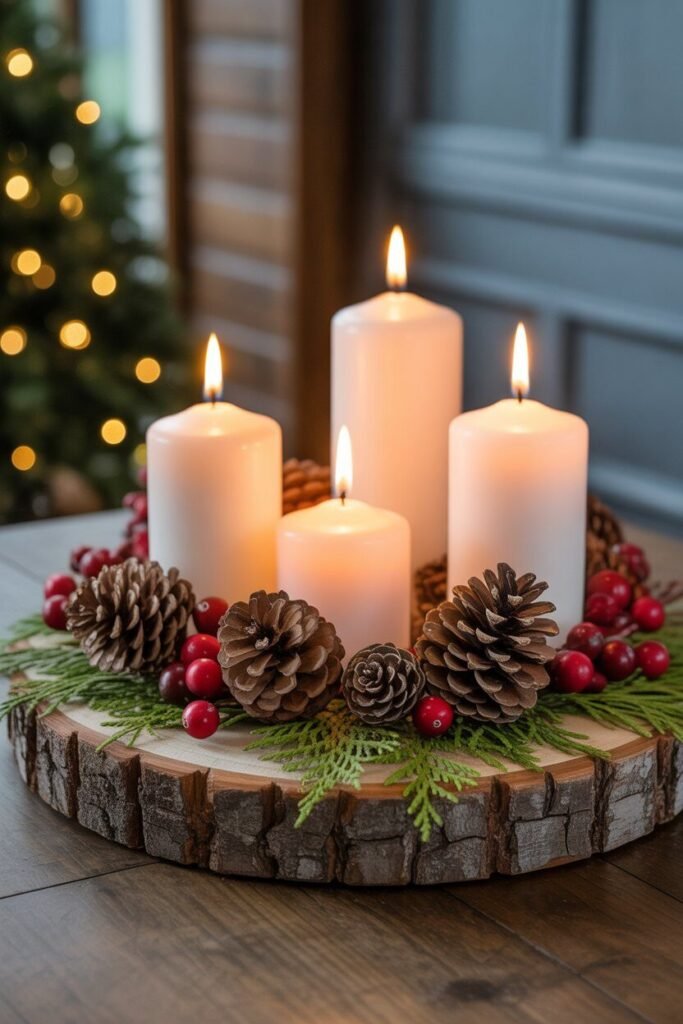 13 Stylish Christmas Centerpiece Ideas to Elevate Your Holiday Table 5 rustic Christmas centerpiece