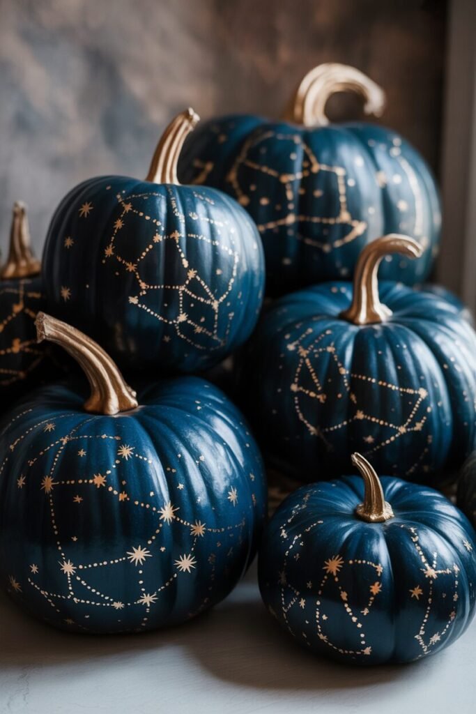 ✨ 15 Chic Painted Pumpkin Ideas for Elegant Fall Decor 12 navy painted pumpkin