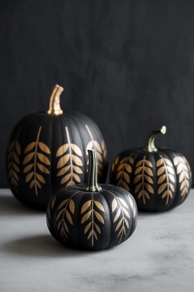 ✨ 15 Chic Painted Pumpkin Ideas for Elegant Fall Decor 9 black gold painted pumpkin