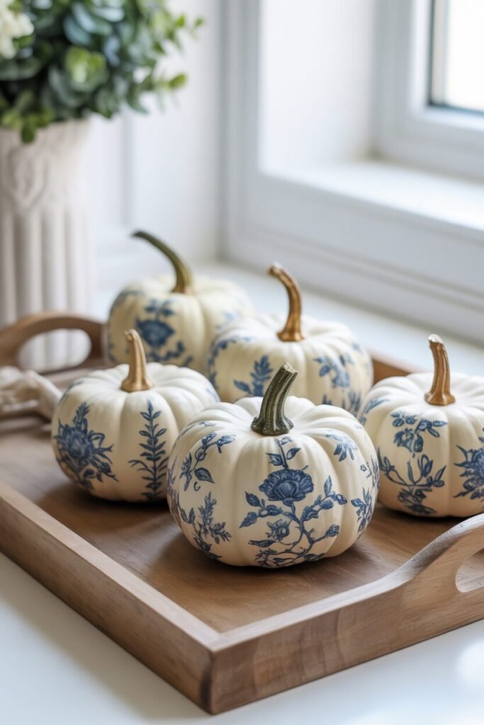 ✨ 15 Chic Painted Pumpkin Ideas for Elegant Fall Decor 7 blue chinoiserie painted pumpkin