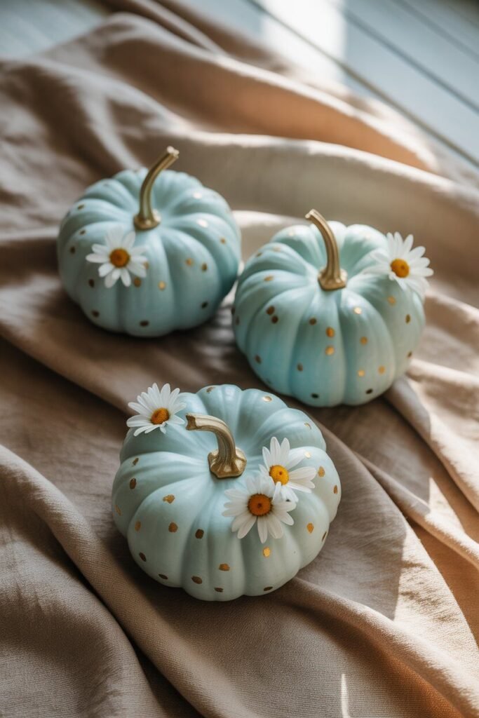 ✨ 15 Chic Painted Pumpkin Ideas for Elegant Fall Decor 3 pastel blue painted pumpkin