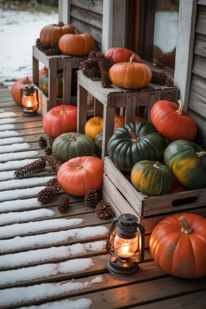 rustic porch Christmas pumpkin