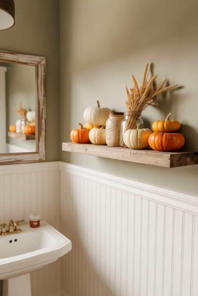 20 Cozy & Stylish Fall Bathroom Decor Ideas for Autumn 2025 18 farmhouse powder room fall bathroom