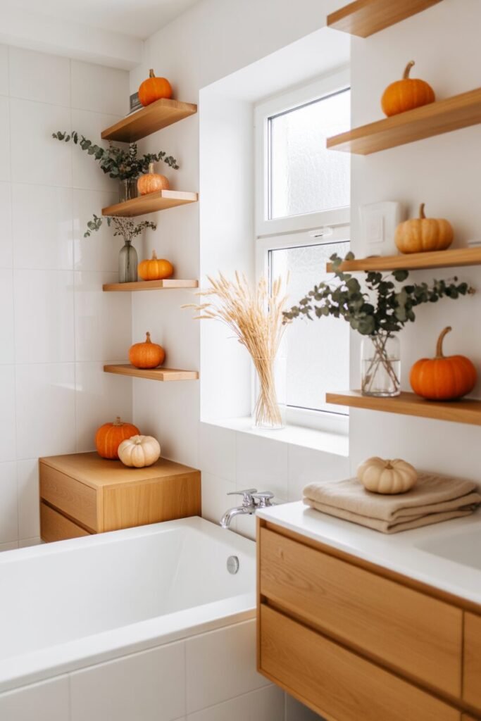20 Cozy & Stylish Fall Bathroom Decor Ideas for Autumn 2025 14 Scandinavian fall bathroom