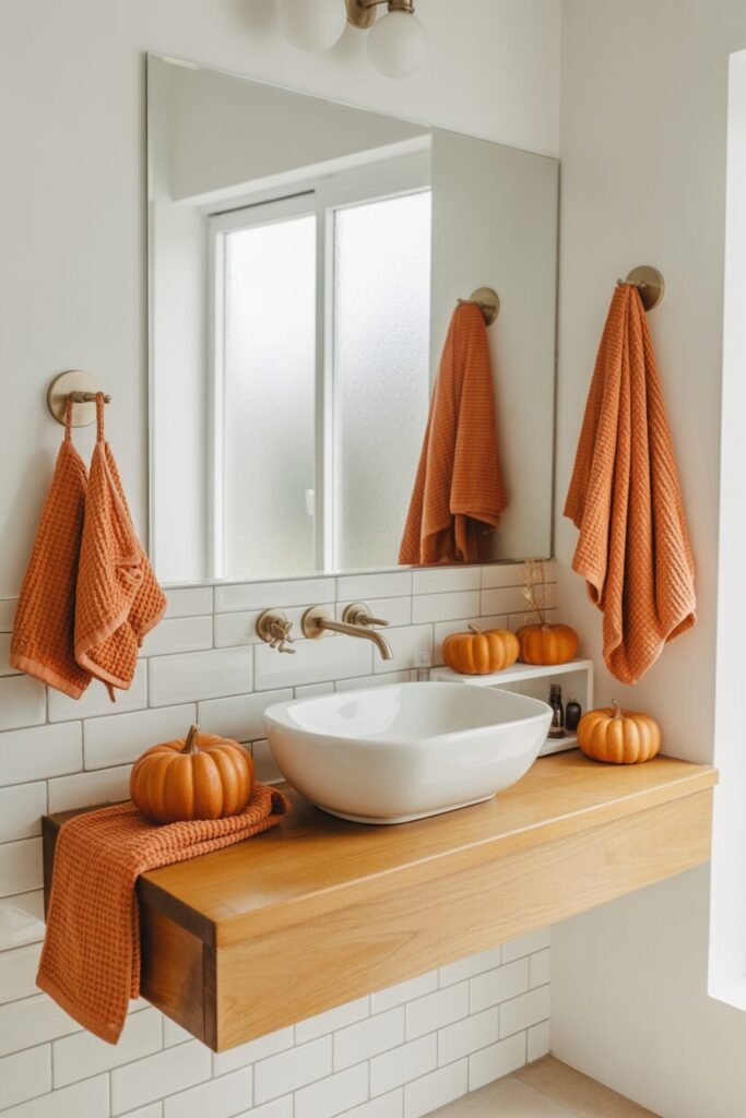 20 Cozy & Stylish Fall Bathroom Decor Ideas for Autumn 2025 13 green modern fall bathroom