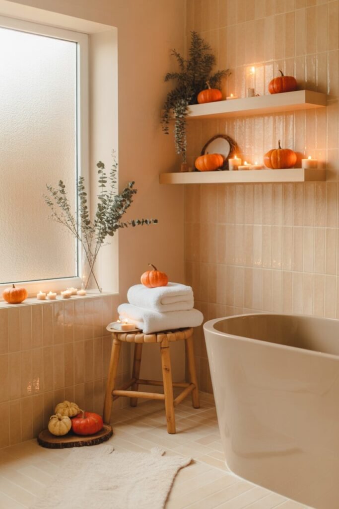 20 Cozy & Stylish Fall Bathroom Decor Ideas for Autumn 2025 7 neutral spa fall bathroom