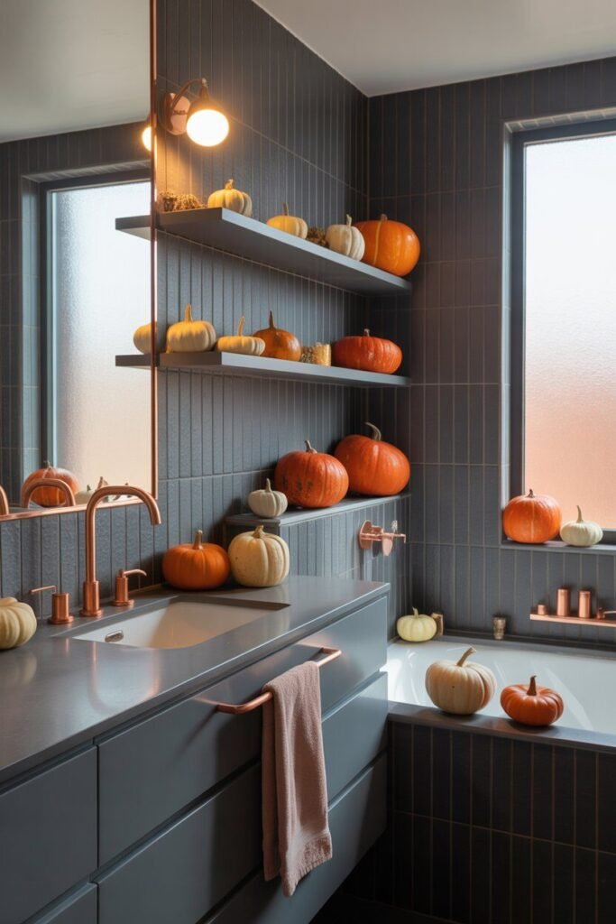 20 Cozy & Stylish Fall Bathroom Decor Ideas for Autumn 2025 6 modern small fall bathroom