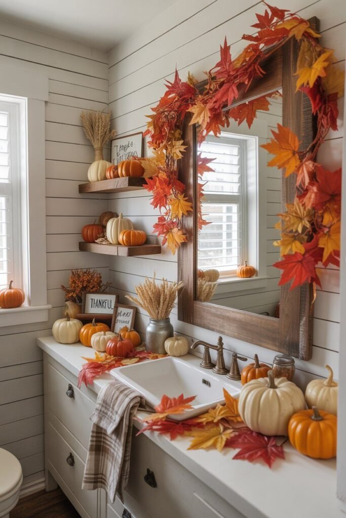 20 Cozy & Stylish Fall Bathroom Decor Ideas for Autumn 2025 2 farmhouse rustic fall bathroom