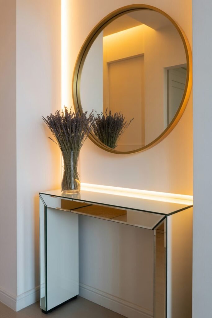  gold mirror console decor
