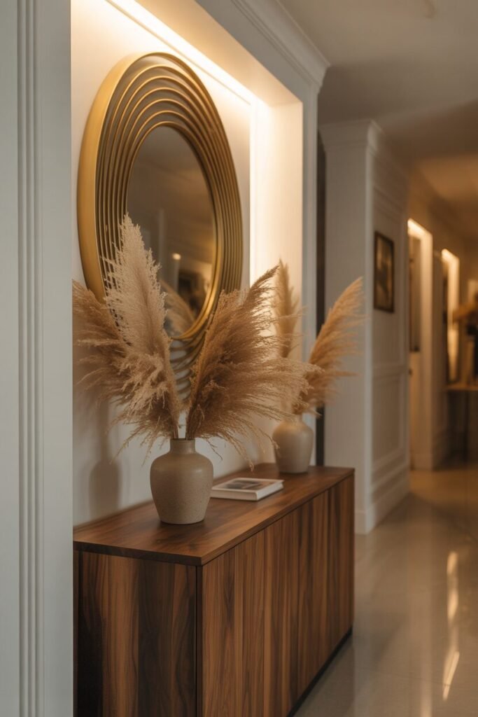  gold mirror console decor