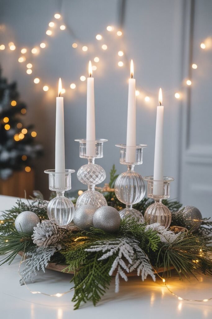 13 Stylish Christmas Centerpiece Ideas to Elevate Your Holiday Table 4 crystal candle centerpiece