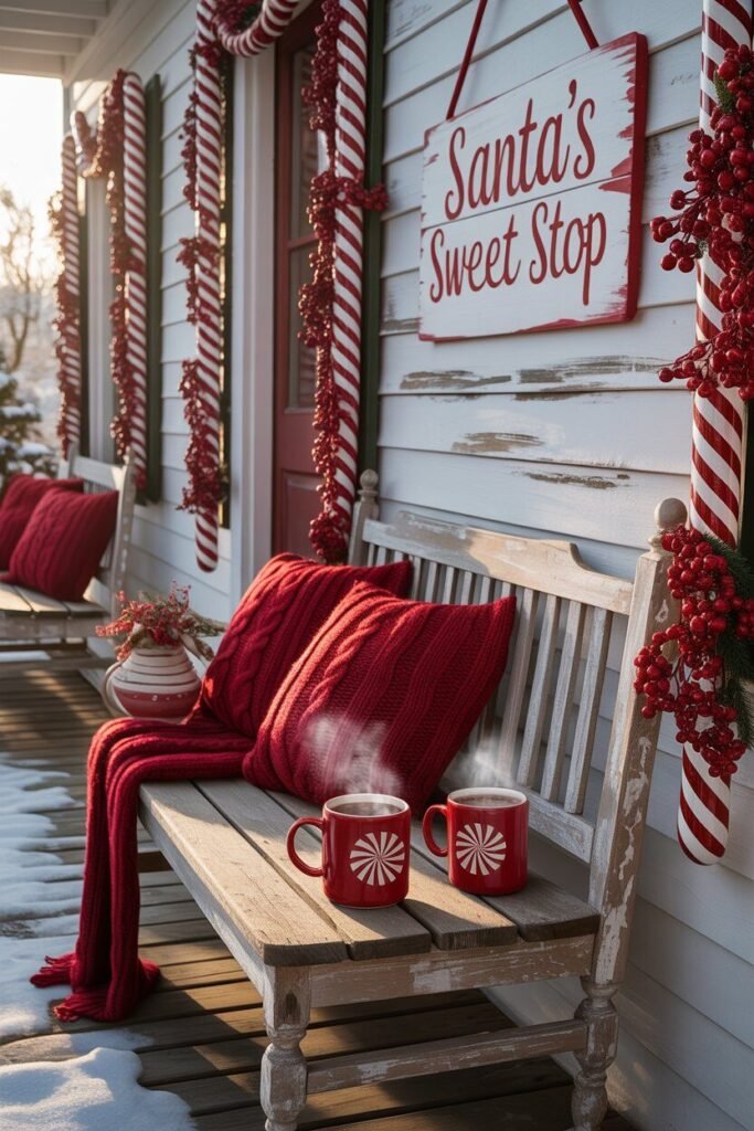 20 Candy Cane Christmas Porch Ideas for Magical Holiday Decor 14 Candy Cane Christmas Porch