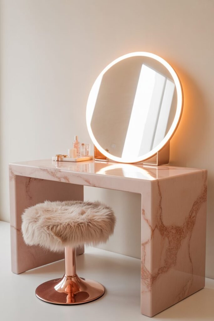 15 Luxury Vanity Setup Ideas for a Glamorous Bedroom Makeover 10 pink marble vanity