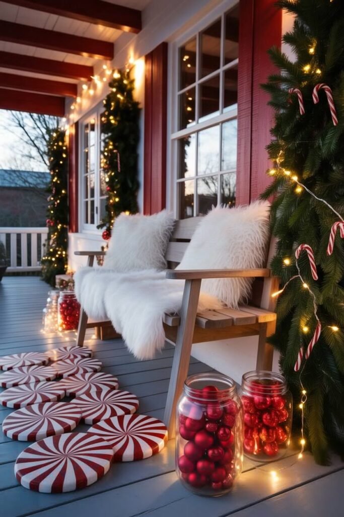20 Candy Cane Christmas Porch Ideas for Magical Holiday Decor 9 Candy Cane Christmas Porch