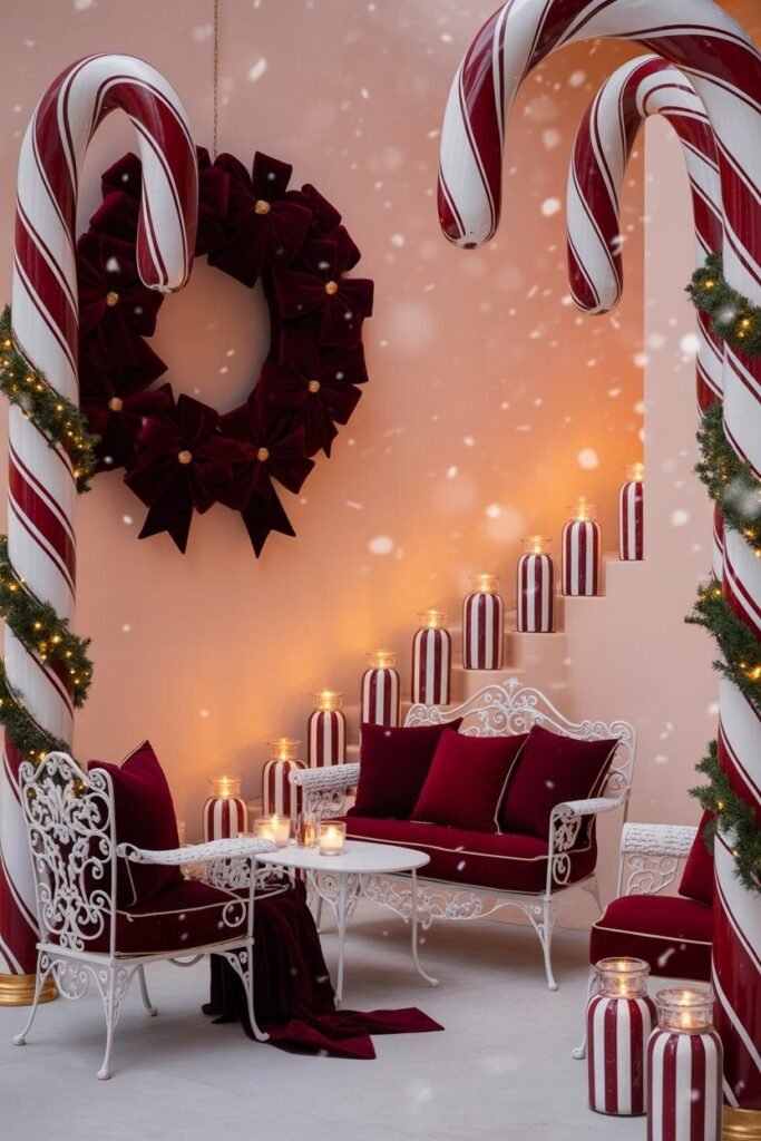 20 Candy Cane Christmas Porch Ideas for Magical Holiday Decor 8 candy cane christmas porch