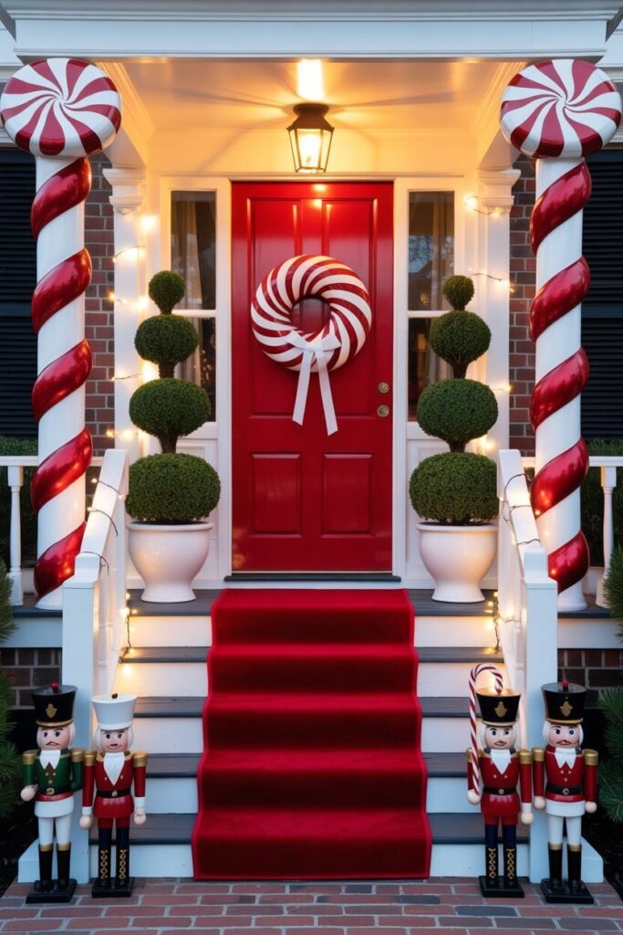 20 Candy Cane Christmas Porch Ideas for Magical Holiday Decor 5 Colonial Candy Cane Christmas