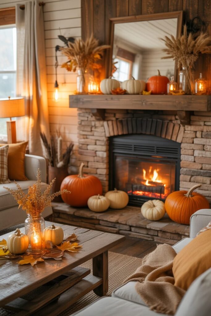 18 stylish Cozy Fall Fireplace Styling Ideas for Autumn 2025 2 cozy fall fireplace styling.