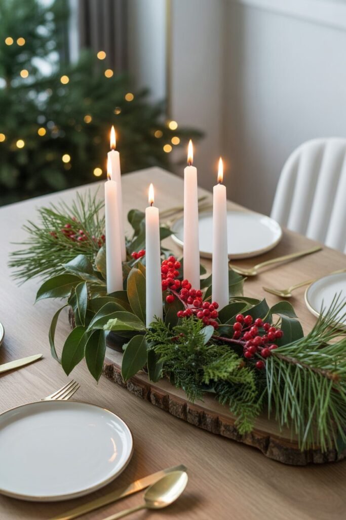 13 Stylish Christmas Centerpiece Ideas to Elevate Your Holiday Table 11 festive wooden centerpiece