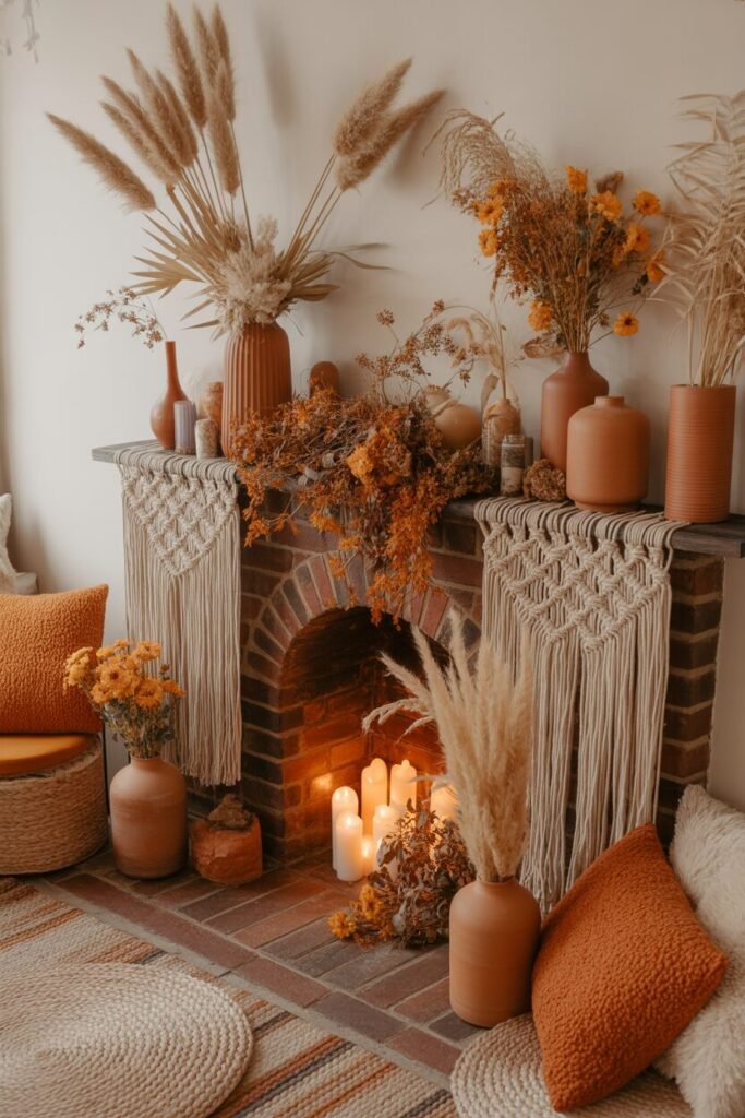 18 stylish Cozy Fall Fireplace Styling Ideas for Autumn 2025 5 cozy fall fireplace styling.