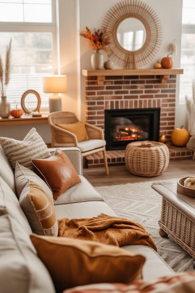 18 stylish Cozy Fall Fireplace Styling Ideas for Autumn 2025 6 cozy fall fireplace styling.