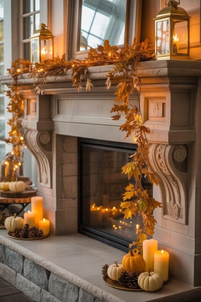 18 stylish Cozy Fall Fireplace Styling Ideas for Autumn 2025 7 cozy fall fireplace styling.