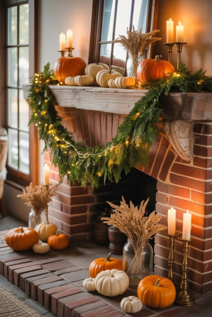 18 stylish Cozy Fall Fireplace Styling Ideas for Autumn 2025 10 cozy fall fireplace styling.