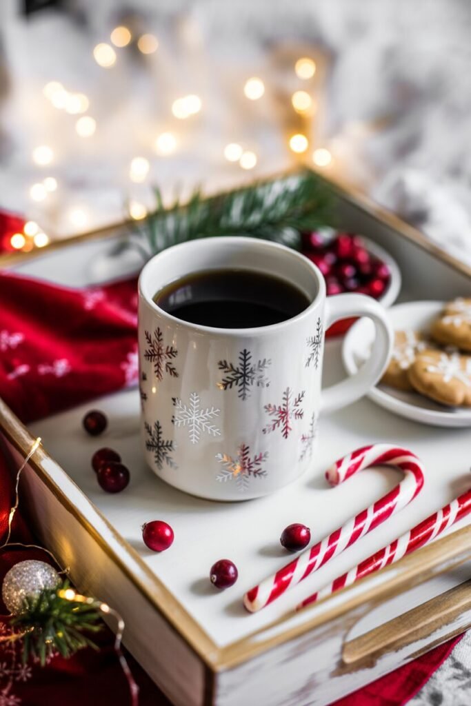 15 Christmas Coffee Table Tray Decor Ideas for a Stylish Holiday Home 2025 14 red white Christmas tray