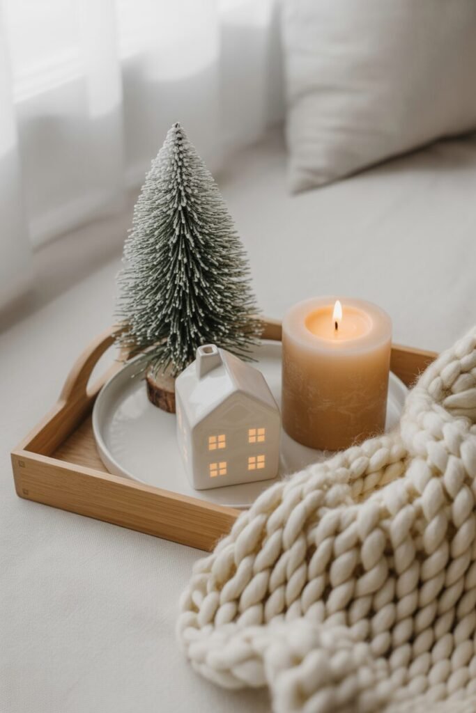 15 Christmas Coffee Table Tray Decor Ideas for a Stylish Holiday Home 2025 12 neutral Christmas tray