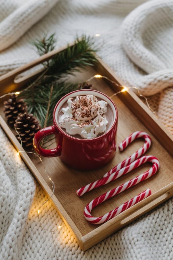 15 Christmas Coffee Table Tray Decor Ideas for a Stylish Holiday Home 2025 11 hot chocolate Christmas