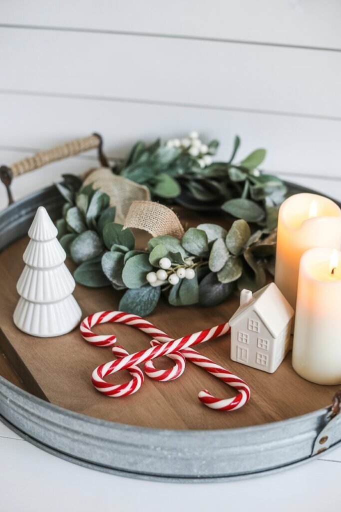 15 Christmas Coffee Table Tray Decor Ideas for a Stylish Holiday Home 2025 9 farmhouse Christmas coffee table tray