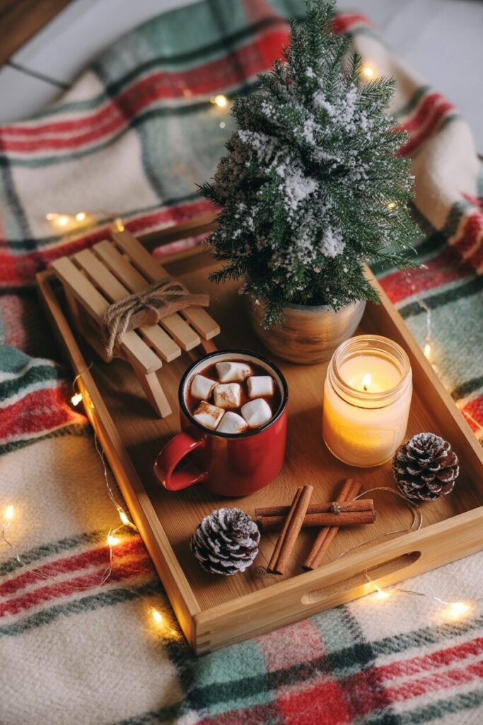 15 Christmas Coffee Table Tray Decor Ideas for a Stylish Holiday Home 2025 8 cozy cabin Christmas tray