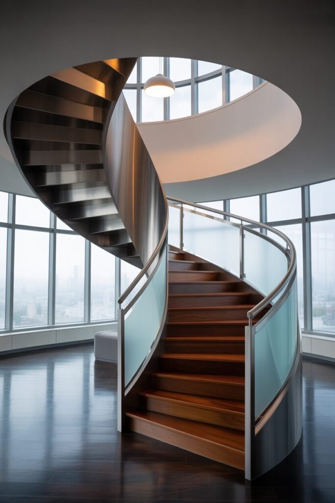 spiral luxurious modern stairs for home