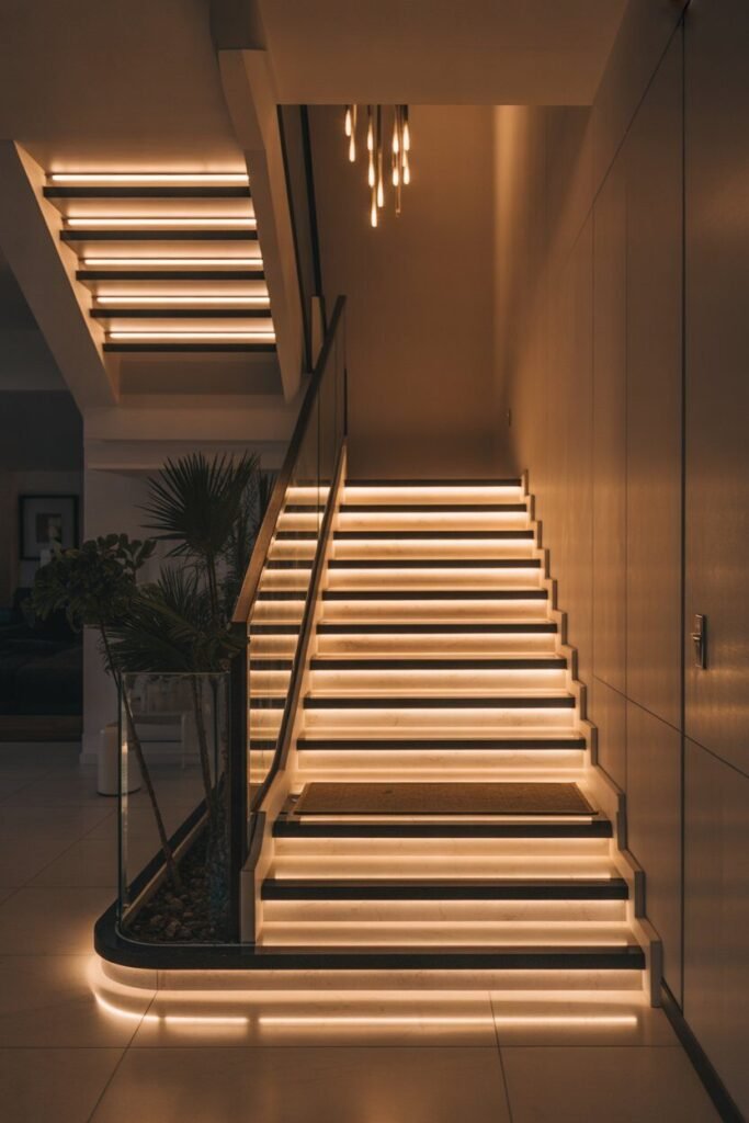 LED luxurious modern stairs for home