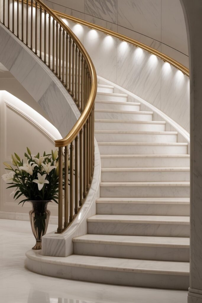 marble luxurious modern stairs for home