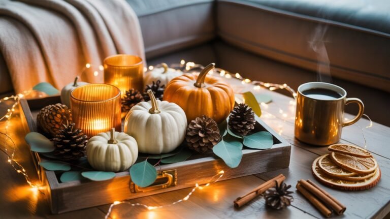 15 Fall Tray Decor Ideas for Autumn 2025 21 decor ideas with pumpkins and candles