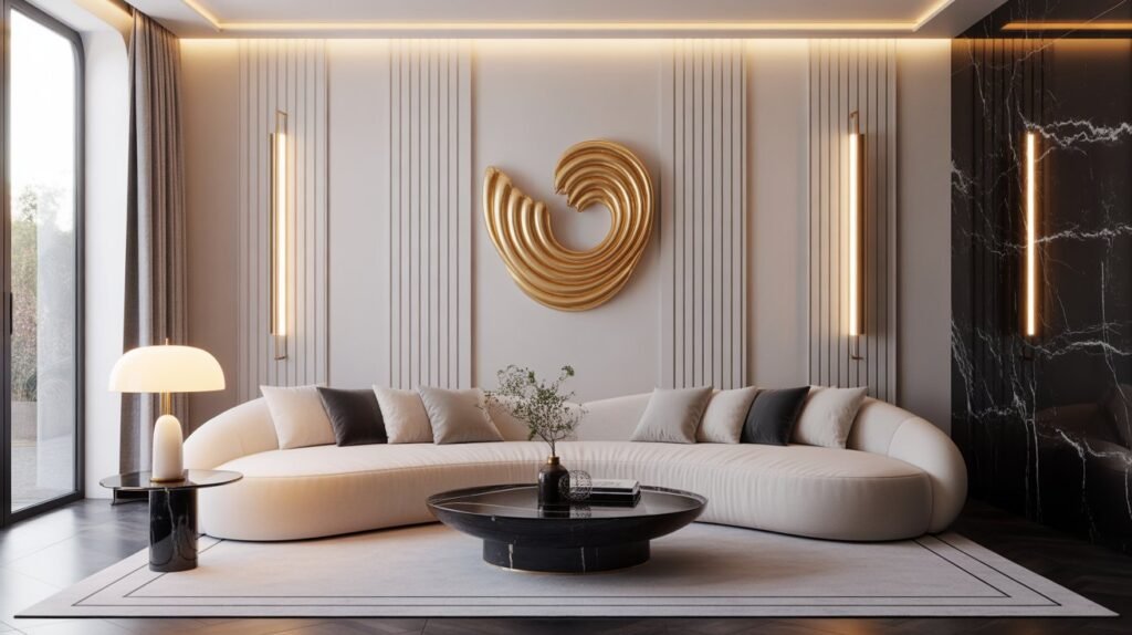 16 Modern Luxury Living Room Ideas with Sculptural Wall Art 7 living room