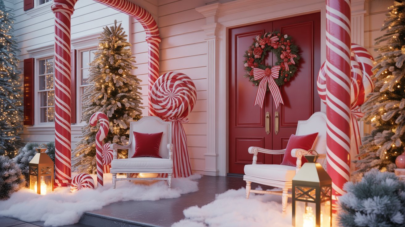 20 Candy Cane Christmas Porch Ideas for Magical Holiday Decor 1 Luxury candy cane Christmas porch