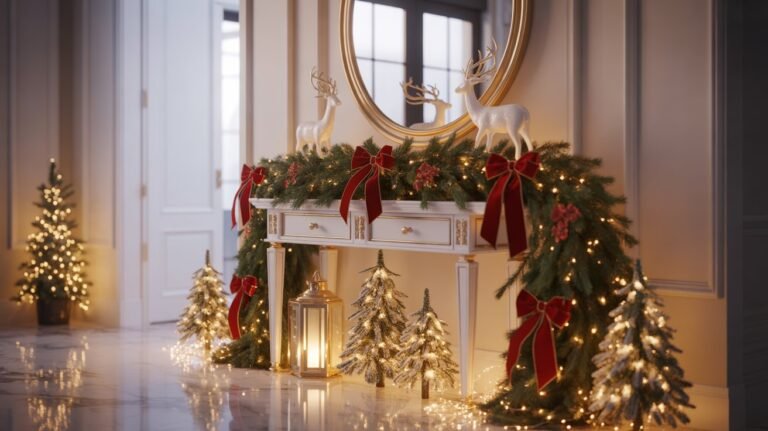 15 Stunning Christmas Entryway Ideas with Cozy Inspiration 18 entryway ideas red white gold