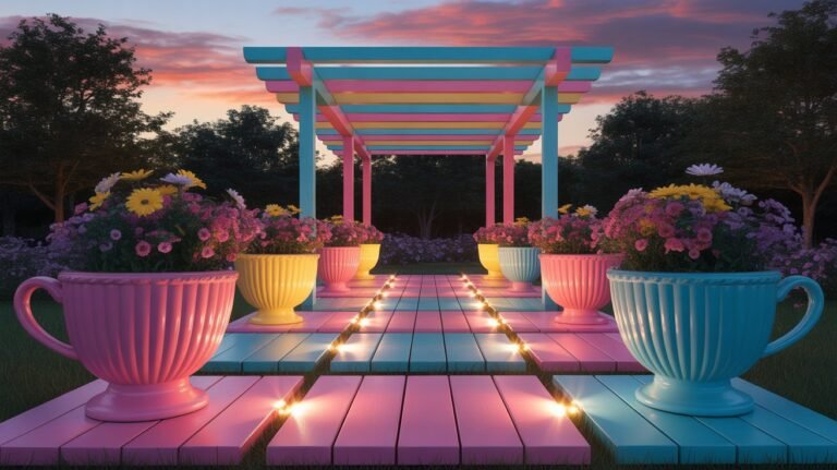 🌷 16 Whimsical Garden Pathway 2 whimsical pastel garden pergola