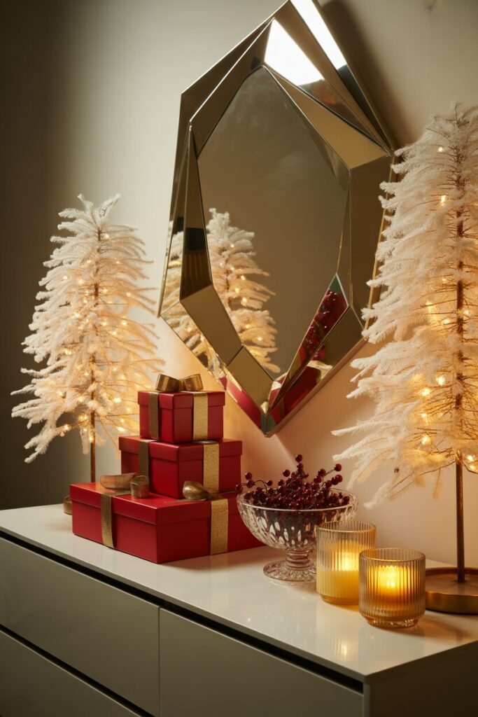 15 Stunning Christmas Entryway Ideas with Cozy Inspiration 3 Christmas foyer with velvet gifts
