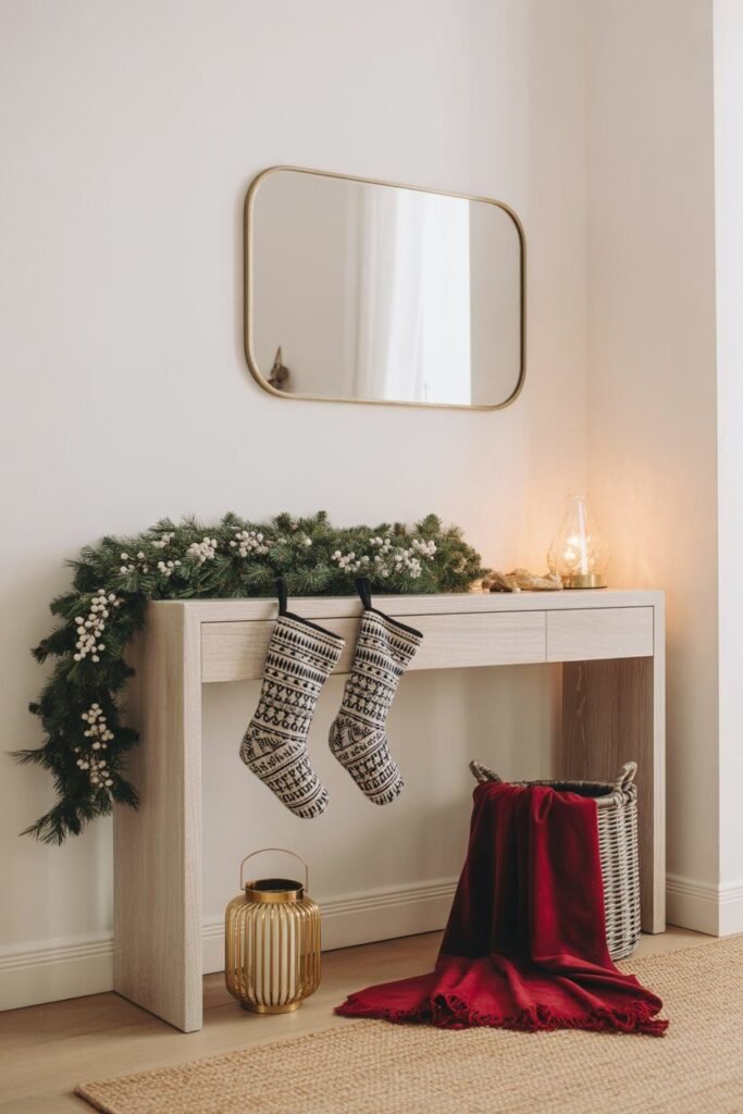 15 Stunning Christmas Entryway Ideas with Cozy Inspiration 9 minimal christmas entryway