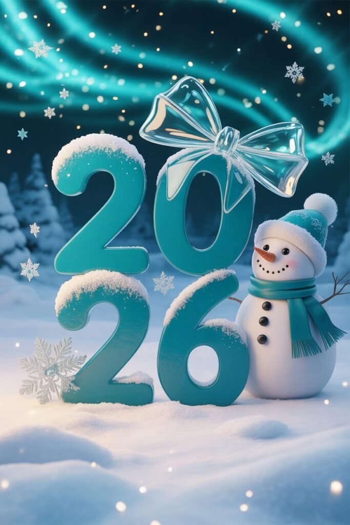 ✨ 15 Unique & Luxury New Year 2026 9 teal white frost new year